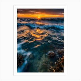 Sunset At The Beach-Reimagined Art Print