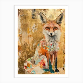 Fox Gold Effect Collage 4 Art Print