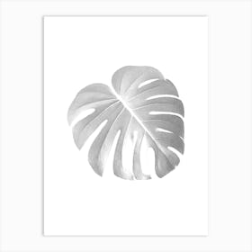 Monstera Fresh Leaf Minimalist Black And White Boho Art Print Art Print