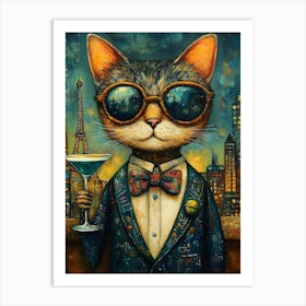 Cat In Paris Art Print