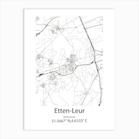 Etten Leur,Netherlands Minimalist Map Art Print