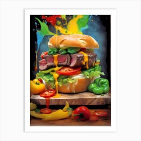 Burger Splatter Art Print