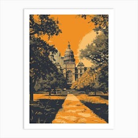 Duotone Illustration The University Of Austin Texas 2 Art Print