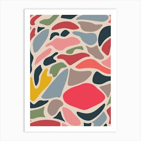 JUPITER Retro Mid-Century Modern Abstract with Big Red Spot in Vintage Colours Art Print