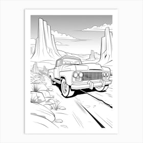 Radiator Springs (Cars) Fantasy Inspired Line Art 4 Art Print