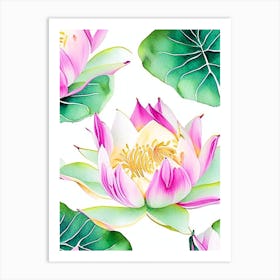 Lotus Flower Pattern Watercolour 4 Art Print