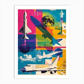Air Space Museum New York Colourful Silkscreen Illustration 2 Art Print