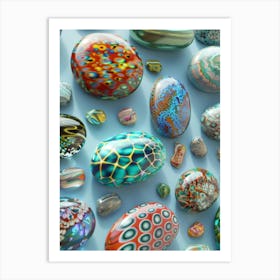 Collection Of Colorful Glass Beads Art Print