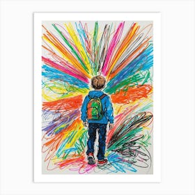 Boy With A Backpack Art Print