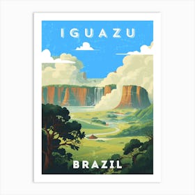 Iguazu Falls, Brazil — Retro travel minimalist poster Art Print