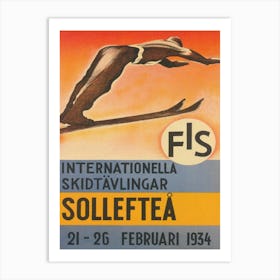 International Ski Competition in Sweden Vintage Poster Art Print