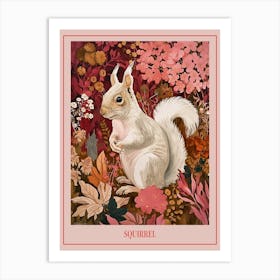 Floral Animal Painting Squirrel 3 Poster Art Print
