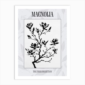 Magnolia Tree Simple Geometric Nature Stencil 2 Poster Art Print