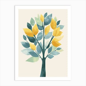 Mahogany Tree Flat Illustration 8 Art Print