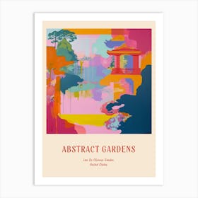 Colourful Gardens Lan Su Chinese Garden Usa 3 Red Poster Art Print