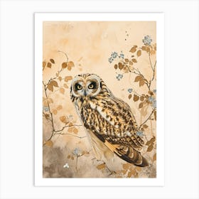 Short Eared Owl Japanese Painting 4 Art Print