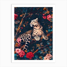 Leopard And Roses Art Print