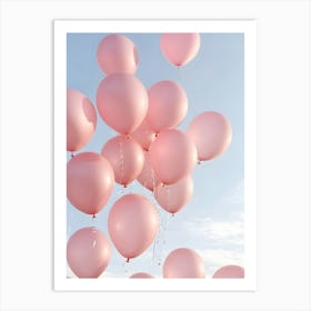 Pink Aesthetic Balloons Against The Sky Photography Art Print