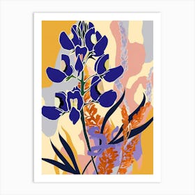 Colourful Flower Illustration Bluebonnet 3 Art Print