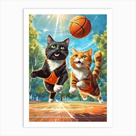 Basketball Cats Art Print