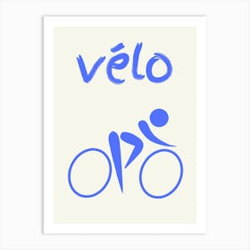 Velo Cycling Poster Blue Art Print