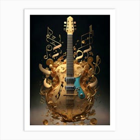 Golden Guitar Art Print