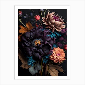 Moody Flowers In A Vase Art Print