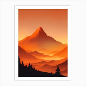 Misty Mountains Vertical Composition In Orange Tone 159 Art Print