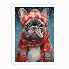 French Bulldog In Winter Art Print