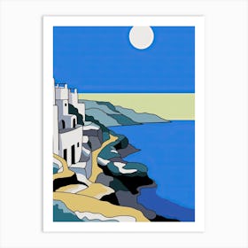 Minimal Design Style Of Santorini, Greece 1 Art Print