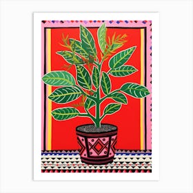 Pink And Red Plant Illustration Zz Plant Zamicro 4 Art Print