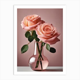 A Vase Of Pink Roses 33 Art Print