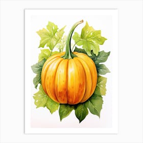 Long Island Cheese Pumpkin Watercolour Illustration 1 Art Print