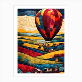 Over the Countryside Hot Air Balloon Art Print