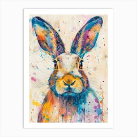 Arctic Hare Colourful Watercolour 4 Art Print