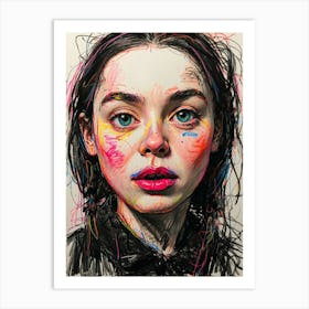 Girl With Colorful Paint On Her Face Art Print