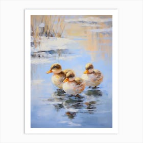 Icy Ducklings Brushstrokes 2 Art Print