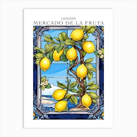 Mercado De La Fruta Lemons Illustration 11 Poster Art Print