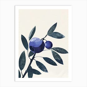 Blueberries Close Up Illustration 3 Art Print