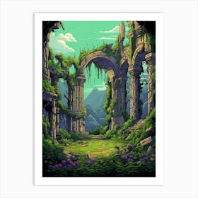 Ruins Landscape Pixel Art 4 Art Print