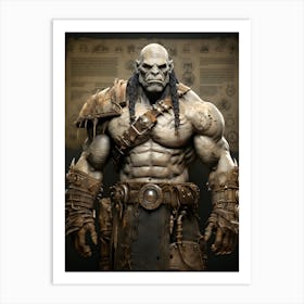 Diagrammatic Full Body Drawing Of A Lord Of The Rings Orc Art Print