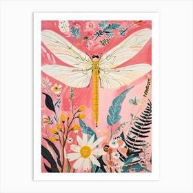 Floral Animal Painting Dragonfly 3 Art Print