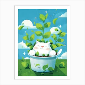 Cat In A Pot 1 Art Print