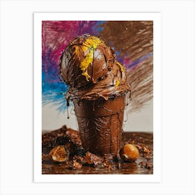Chocolate Ice Cream With Hazelnuts Art Print