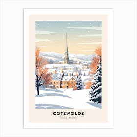 Vintage Winter Travel Poster Cotswolds United Kingdom 4 Art Print