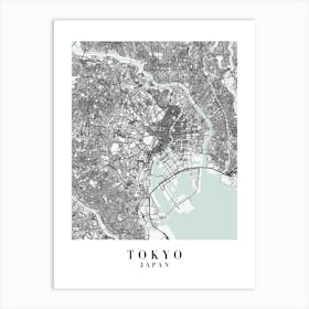 Tokyo Japan Street Map Minimal Color Art Print