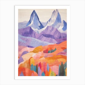Grand Teton United States 2 Colourful Mountain Illustration Art Print