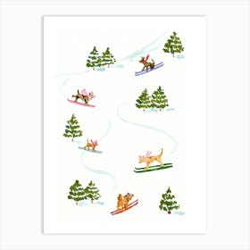 Skii Dogs Art Print