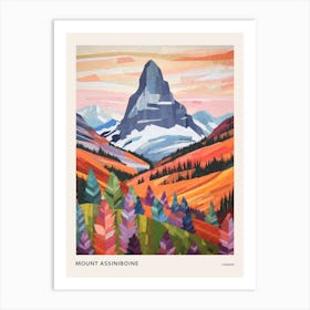 Mount Assiniboine Canada 2 Colourful Mountain Illustration Poster Art Print