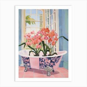 A Bathtube Full Of Orchid In A Bathroom 2 Art Print